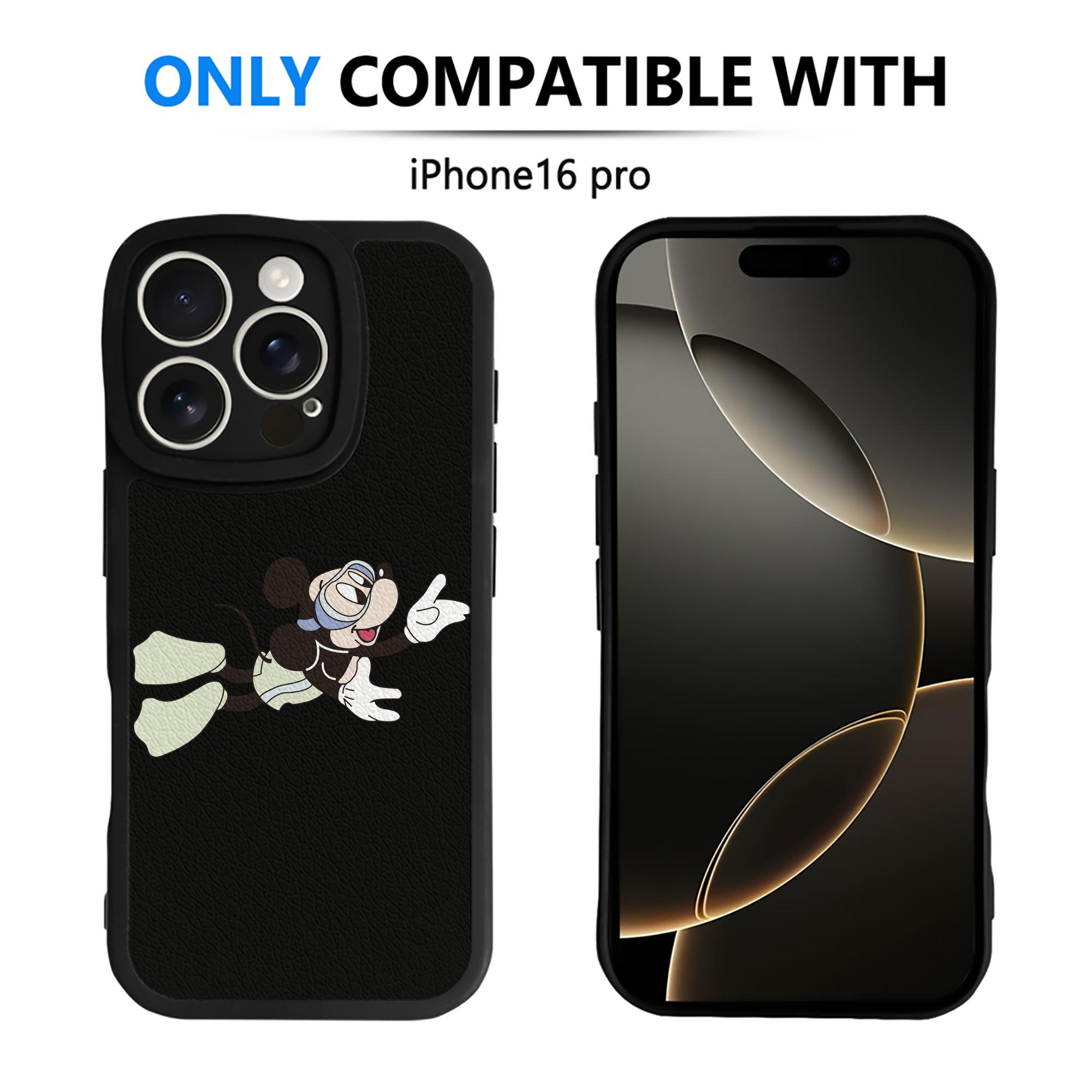 （画像用） ミッキーマウス Mickey Mouse 【iPhone 16シリーズ対応】シリコンスマホケース（レザー調） 材質：シリコン